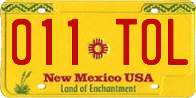 NM license plate 011TOL