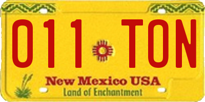 NM license plate 011TON