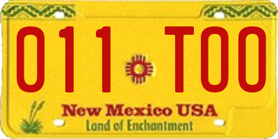 NM license plate 011TOO
