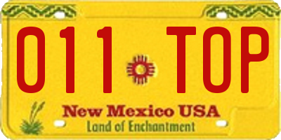 NM license plate 011TOP