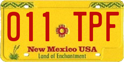 NM license plate 011TPF