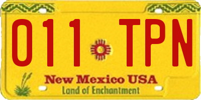 NM license plate 011TPN