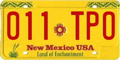 NM license plate 011TPO