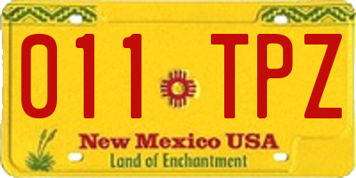 NM license plate 011TPZ