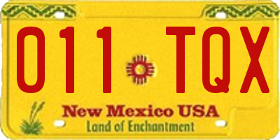 NM license plate 011TQX