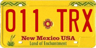 NM license plate 011TRX