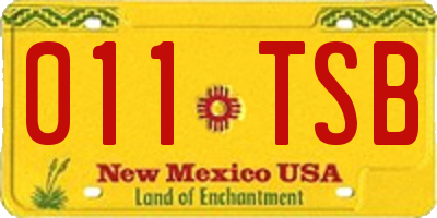 NM license plate 011TSB