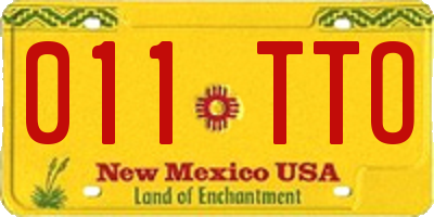 NM license plate 011TTO