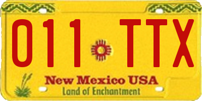 NM license plate 011TTX