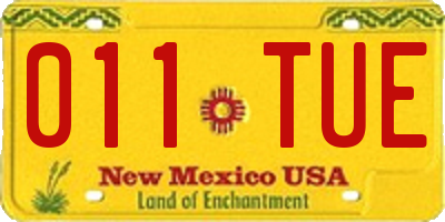 NM license plate 011TUE