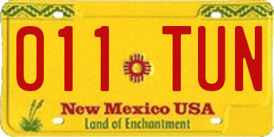 NM license plate 011TUN
