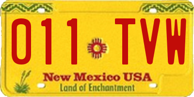 NM license plate 011TVW