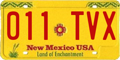 NM license plate 011TVX