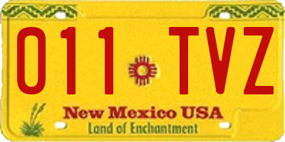 NM license plate 011TVZ