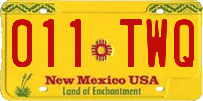 NM license plate 011TWQ