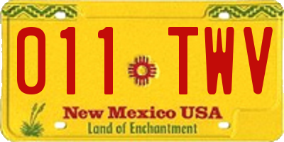 NM license plate 011TWV