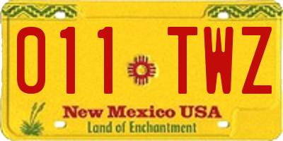 NM license plate 011TWZ
