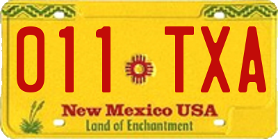 NM license plate 011TXA