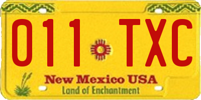 NM license plate 011TXC