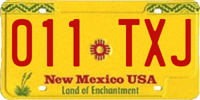 NM license plate 011TXJ
