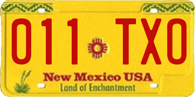 NM license plate 011TXO