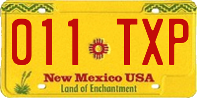 NM license plate 011TXP