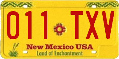 NM license plate 011TXV