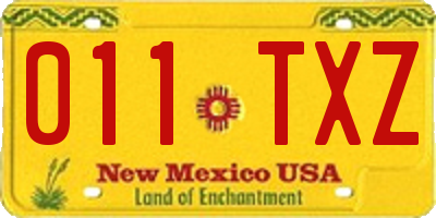 NM license plate 011TXZ