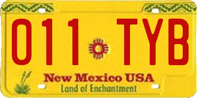 NM license plate 011TYB