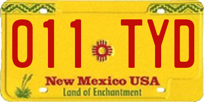 NM license plate 011TYD