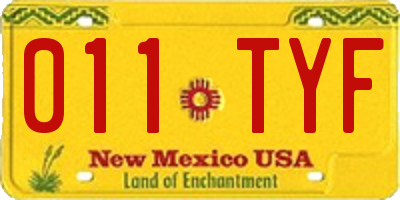 NM license plate 011TYF
