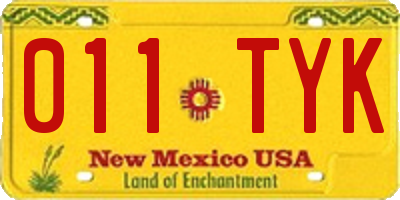 NM license plate 011TYK