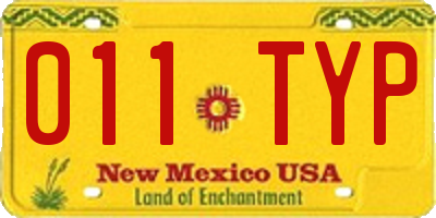 NM license plate 011TYP