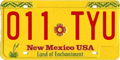 NM license plate 011TYU