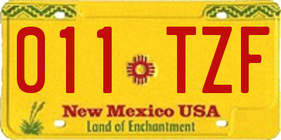 NM license plate 011TZF