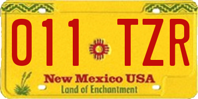 NM license plate 011TZR