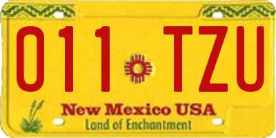 NM license plate 011TZU