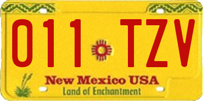 NM license plate 011TZV