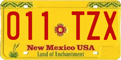 NM license plate 011TZX