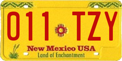 NM license plate 011TZY