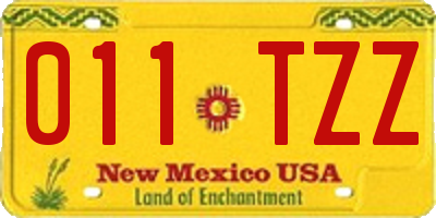 NM license plate 011TZZ