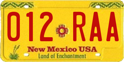 NM license plate 012RAA