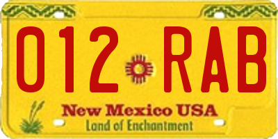NM license plate 012RAB