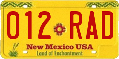 NM license plate 012RAD