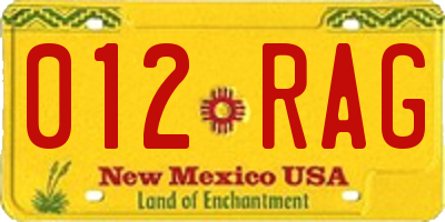 NM license plate 012RAG
