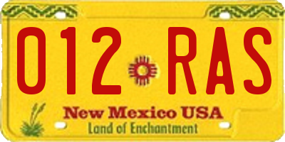 NM license plate 012RAS