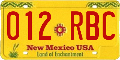 NM license plate 012RBC