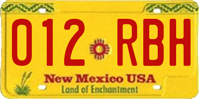 NM license plate 012RBH