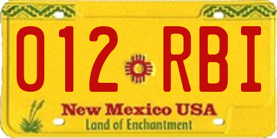 NM license plate 012RBI
