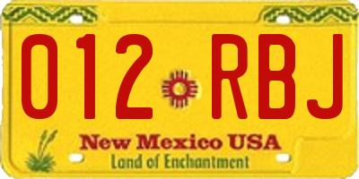 NM license plate 012RBJ